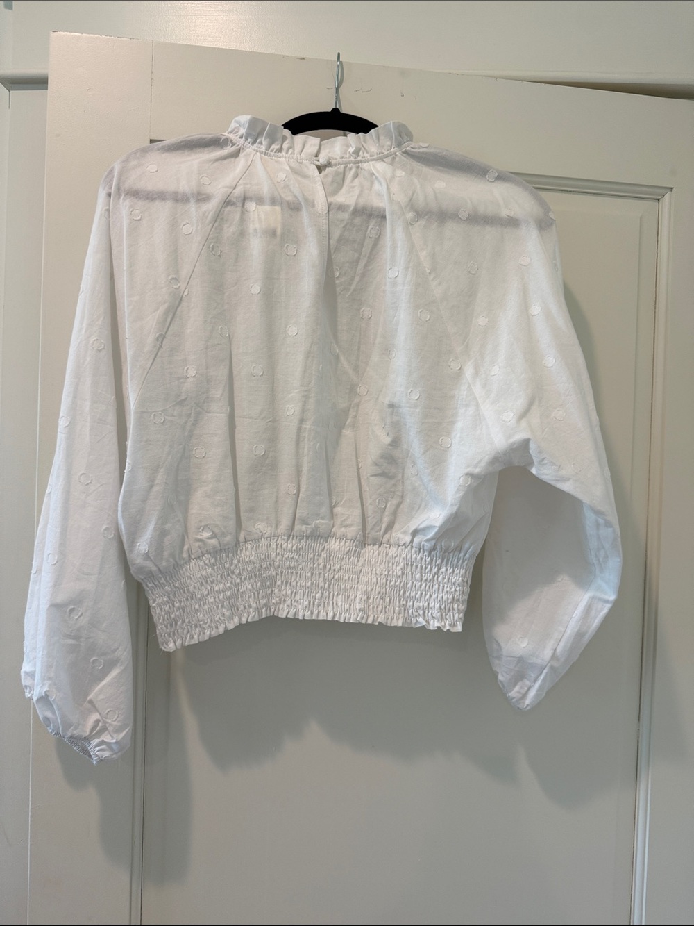 Anthropologie Maeve White Ruffled Neck Blouse - Picture 3 of 3
